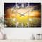 Designart Beauty Sunset Over Sunflowers Field Multipanel Wall Clock